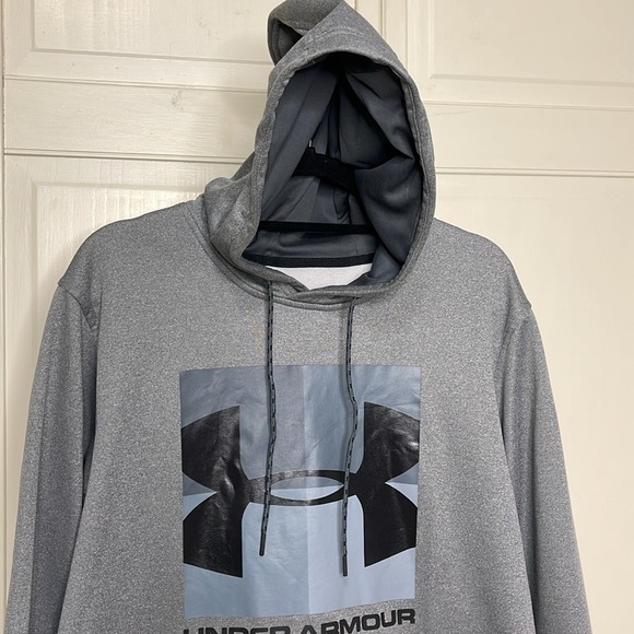 Under Armour Big Logo Mid-Weight Hoodie Loose Fit Sweatshirt Gray Men's Sz 2XL - Picture 2 of 11